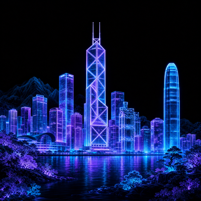 香港代表视觉:维多利亚港城市天际线